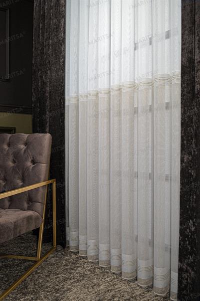 Filibe Serisi Zeren Desen Vizon-Ekru Tül Perde