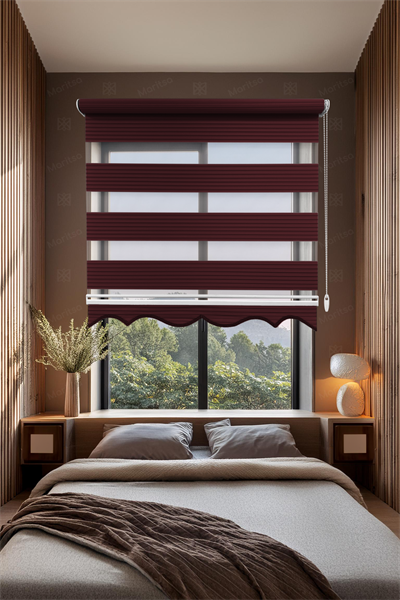 Geniş Plise Bordo Zebra Stor Perde