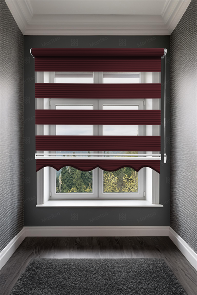 Geniş Plise Bordo Zebra Stor Perde