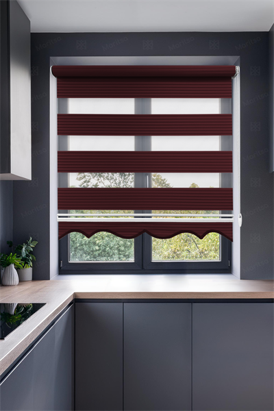 Geniş Plise Bordo Zebra Stor Perde