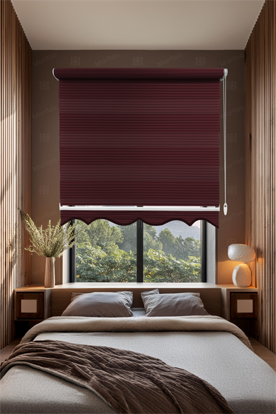 Geniş Plise Bordo Zebra Stor Perde