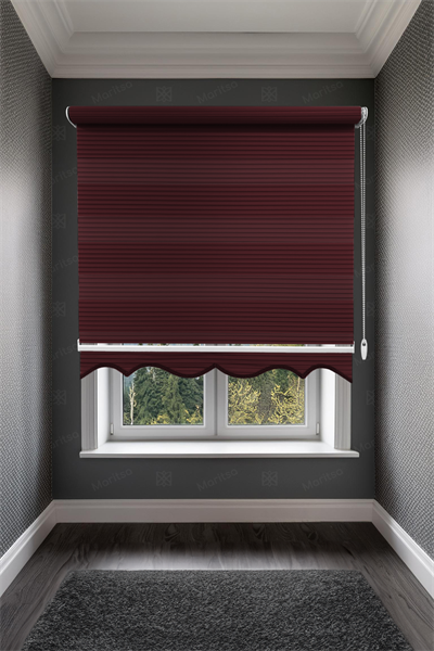 Geniş Plise Bordo Zebra Stor Perde