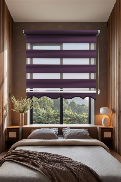 Geniş Plise Mürdüm Zebra Stor Perde