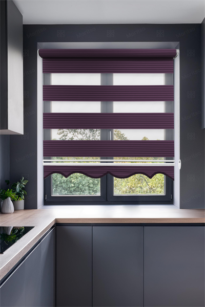 Geniş Plise Mürdüm Zebra Stor Perde