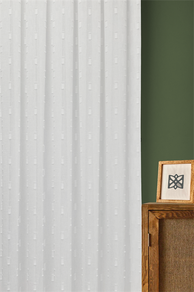 İskandinav Serisi Bohem Helsa Desen Keten Zemine Pamuk İşleme Ekru Tül Perde