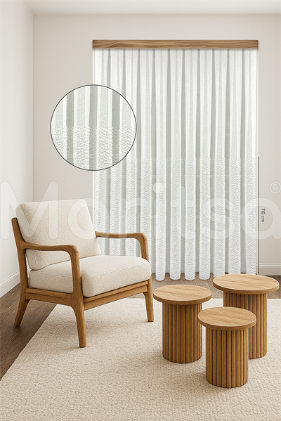 İskandinav Serisi Bohem Karla Desen Keten Zemine Pamuk İşleme Ekru Tül Perde