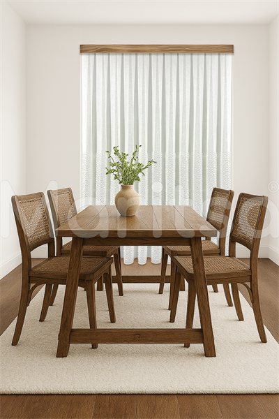 İskandinav Serisi Bohem Karla Desen Keten Ekru Tül Perde