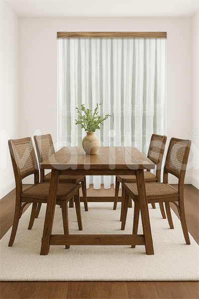 İskandinav Serisi Bohem Klara Desen Keten Ekru Tül Perde