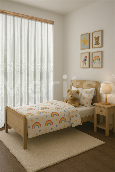 İskandinav Serisi Bohem Klara Desen Keten Zemine Pamuk İşleme Ekru Tül Perde