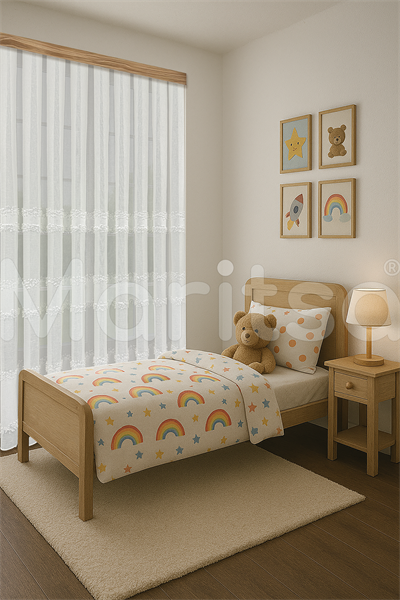 İskandinav Serisi Bohem Liva Desen Keten Ekru Tül Perde