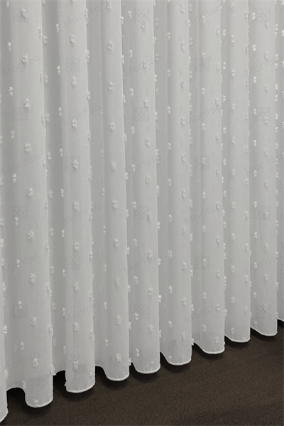 İskandinav Serisi Bohem Ponpon Desen Keten Zemine Pamuk İşleme Ekru Tül Perde