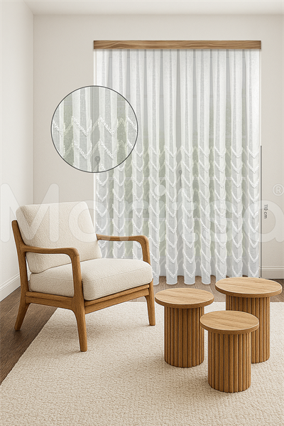 İskandinav Serisi Bohem Vera Desen Keten Ekru Tül Perde