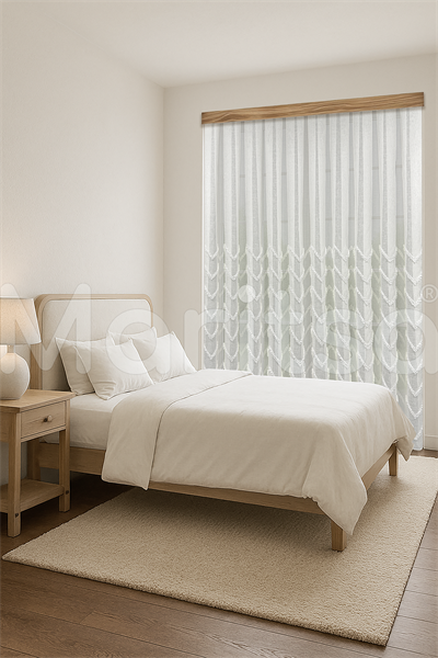 İskandinav Serisi Bohem Vera Desen Keten Ekru Tül Perde