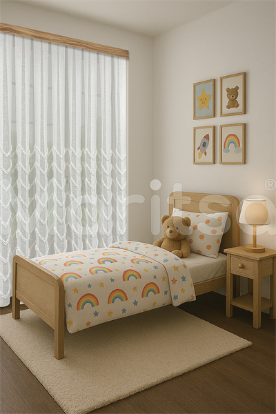 İskandinav Serisi Bohem Vera Desen Keten Ekru Tül Perde