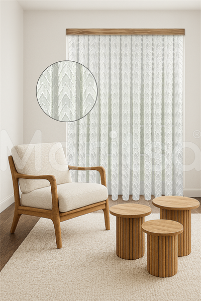 İskandinav Serisi Bohem Viva Desen Keten Zemine Pamuk İşleme Ekru Tül Perde