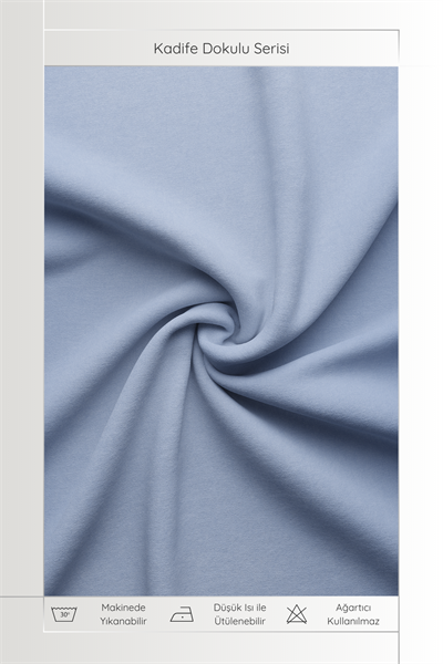 Kadife Dokulu Serisi Açık Mavi Fon Perde