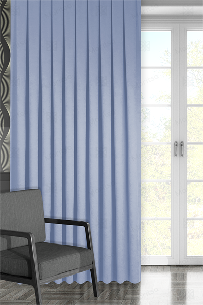 Kadife Dokulu Serisi Açık Mavi Fon Perde