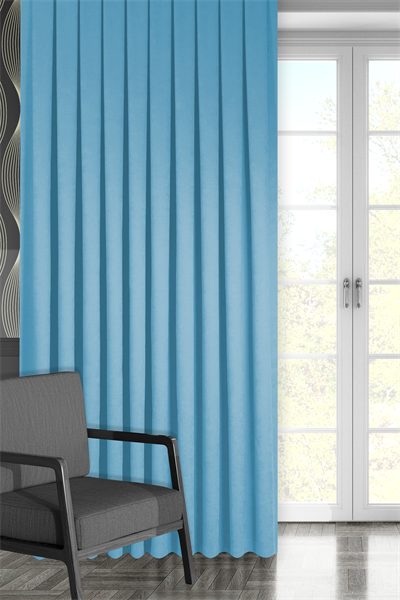 Kadife Dokulu Serisi Bebek Mavisi Fon Perde