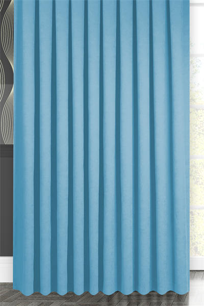 Kadife Dokulu Serisi Bebek Mavisi Fon Perde