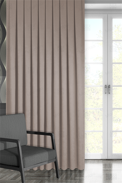 Kadife Dokulu Serisi Bej Fon Perde