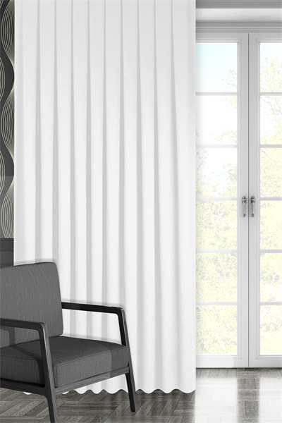 Kadife Dokulu Serisi Beyaz Fon Perde