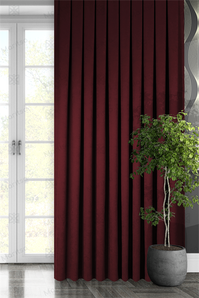 Kadife Dokulu Serisi Bordo Fon Perde