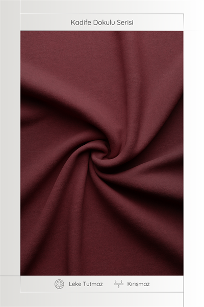 Kadife Dokulu Serisi Bordo Masa Örtüsü