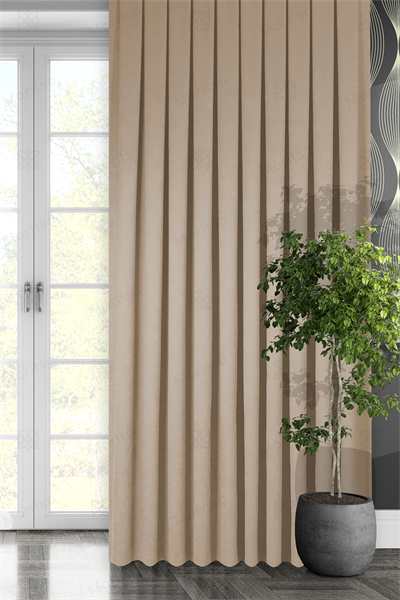 Kadife Dokulu Serisi Buğday Fon Perde