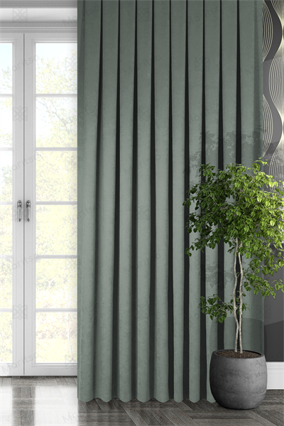 Kadife Dokulu Serisi Çağla Yeşili Fon Perde