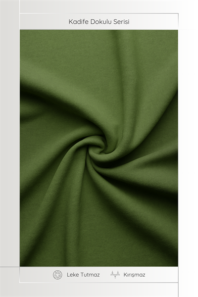 Kadife Dokulu Serisi Çimen Yeşili Masa Örtüsü