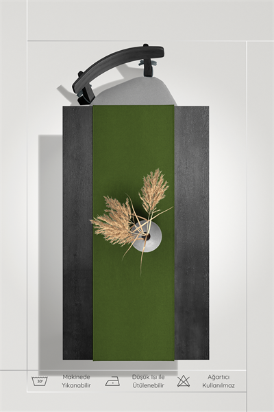 Kadife Dokulu Serisi Çimen Yeşili Runner