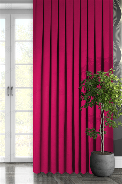 Kadife Dokulu Serisi Fuşya Fon Perde