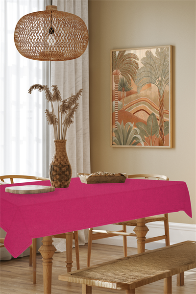 Kadife Dokulu Serisi Fuşya Masa Örtüsü