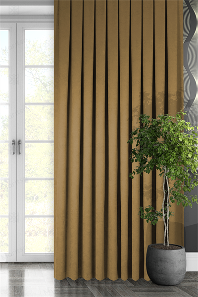 Kadife Dokulu Serisi Gold Fon Perde
