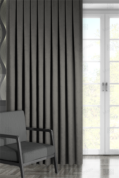 Kadife Dokulu Serisi Gri Fon Perde