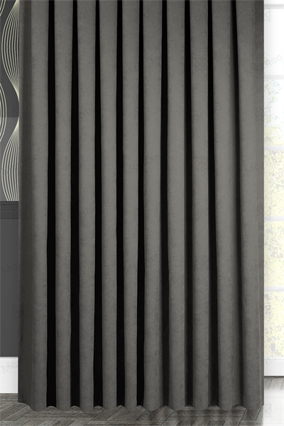 Kadife Dokulu Serisi Gri Fon Perde