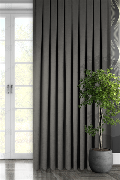 Kadife Dokulu Serisi Gri Fon Perde