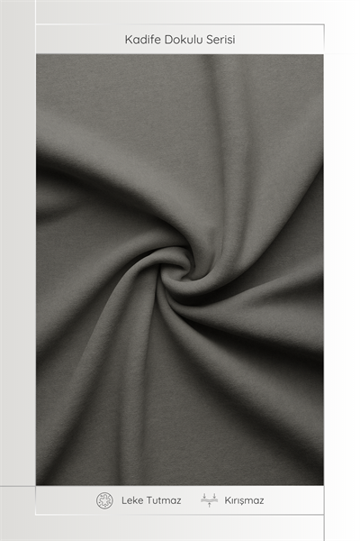 Kadife Dokulu Serisi Gri Masa Örtüsü