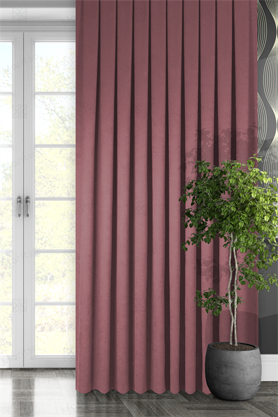 Kadife Dokulu Serisi Gül Kurusu Fon Perde