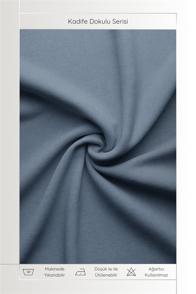 Kadife Dokulu Serisi İndigo Fon Perde