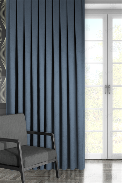Kadife Dokulu Serisi İndigo Fon Perde