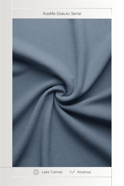 Kadife Dokulu Serisi İndigo Masa Örtüsü