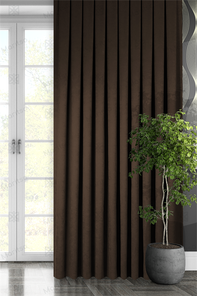 Kadife Dokulu Serisi Kahve  Fon Perde