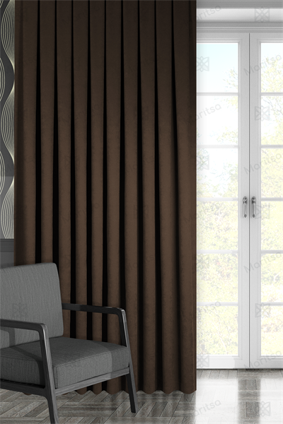 Kadife Dokulu Serisi Kahve  Fon Perde