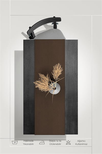 Kadife Dokulu Serisi Kahve Runner