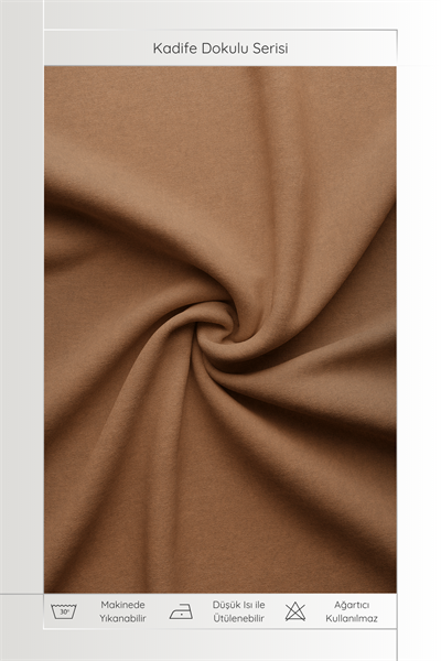 Kadife Dokulu Serisi Kakao  Fon Perde