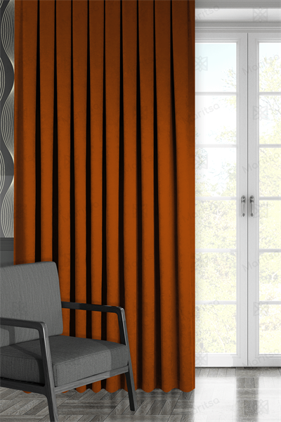 Kadife Dokulu Serisi Kiremit Fon Perde