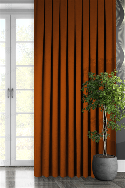 Kadife Dokulu Serisi Kiremit Fon Perde