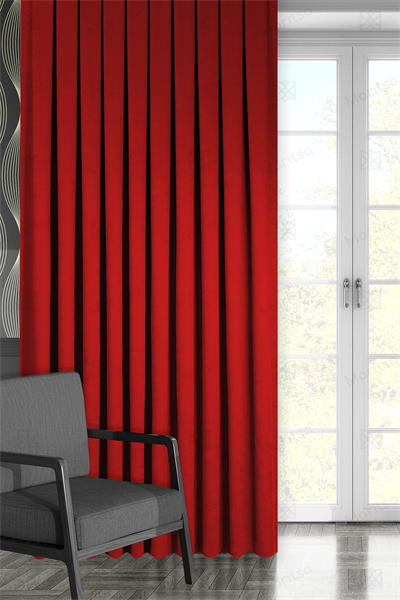 Kadife Dokulu Serisi Kırmızı Fon Perde