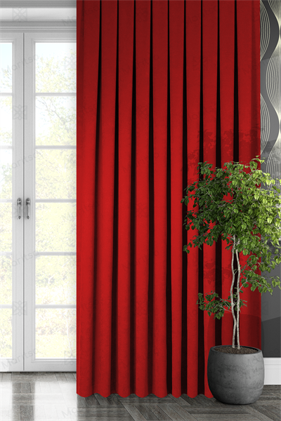 Kadife Dokulu Serisi Kırmızı Fon Perde